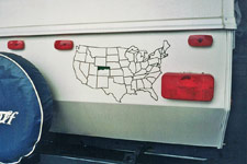 Unites States sticker map to track where the camper has been