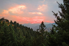 Red skies from 2020 forest fire smoke and the sunset