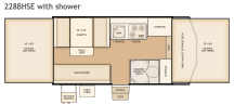 Flagstaff 228BHSE with interior shower floorplan