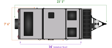 Flagstaff T21TBHWSE travel length and width diagram