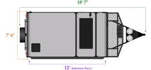 travel length and width of Flagstaff 228BHSE with shower