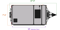 Flagstaff 228D with shower travel length and width