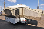 Early Model 2015 Flagstaff 228D with shower back-side rear
